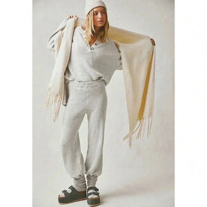 NWT Free People Hailee Sweater Set in Ivory Heather Light Gray